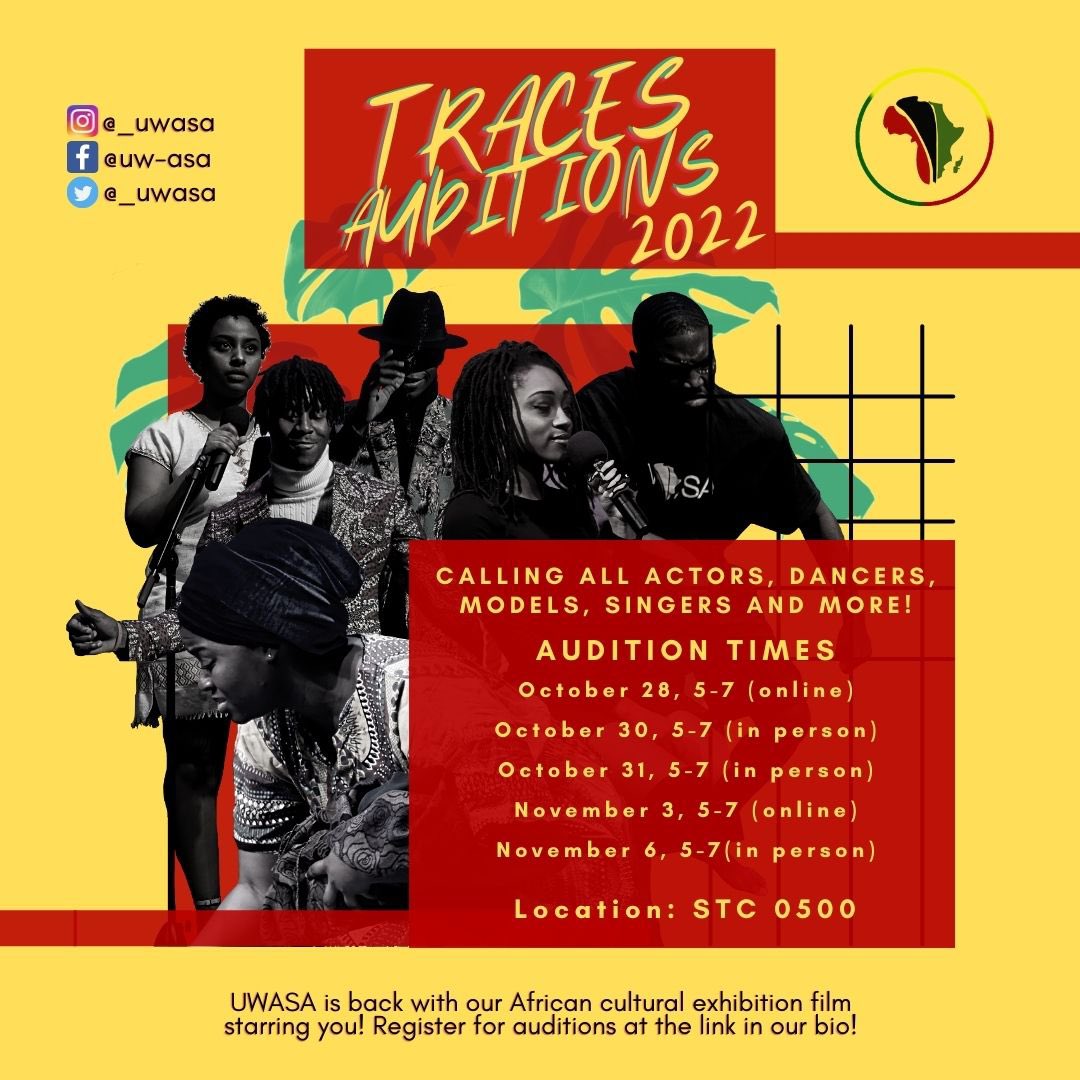 Hey guys‼️
TRACES auditions are happening in the next weeks. If you’re interested in any of these artistic expressions, be sure to show up to our auditions!

Link to sign up will be available in our bio‼️We have both online and in person auditions to cater for your schedules.