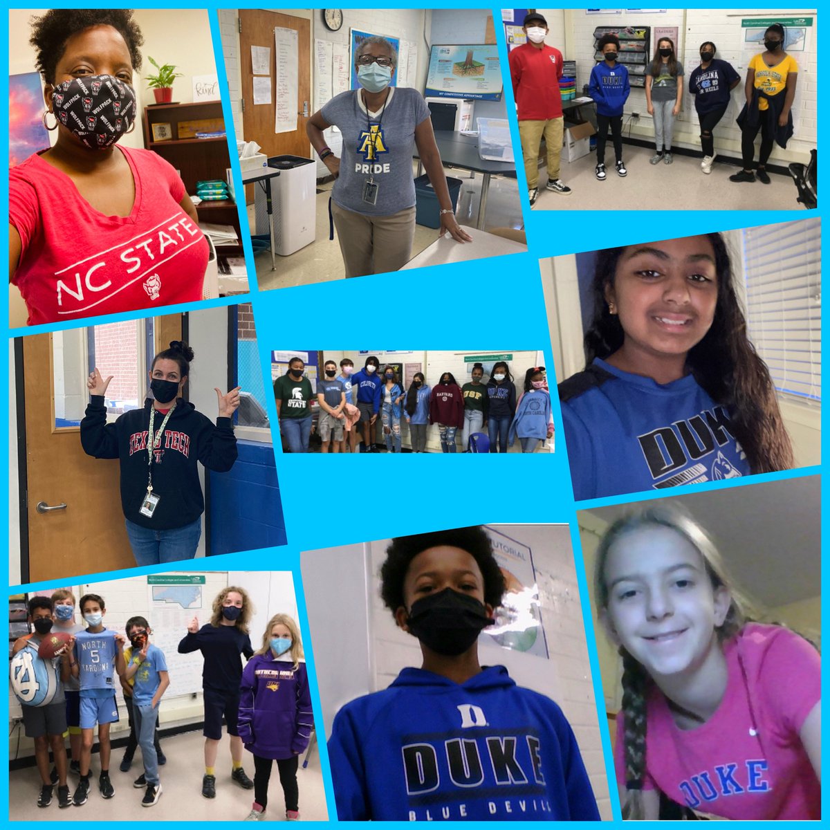 MsWingateCTE's tweet photo. Our middle school students and staff made College Drip Day โ21 a great success! They were swimming in blue.๐๐ #Countdown2College @PMSFalcons @CulbrethCougars @smithcyclones @McDougleMiddle https://t.co/QtVFb6kNQq