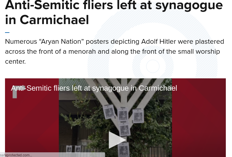 AntifaSac_'s tweet photo. AFA Sac stands in solidarity with the Sacramento Jewish community in light of the attack on the synagogue in Carmichael on Wednesday, as well as the anti-Semitic flyers from two weeks ago. (Thread) #AntiNazi #NoNazisInSac https://t.co/bfG5FfJDYj