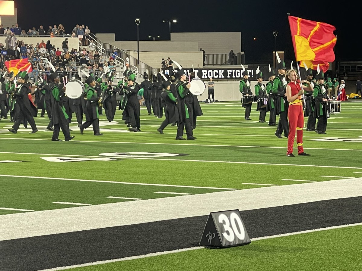 DrRockwood's tweet photo. Our @LakeDallasHigh Falcon Band sounded great in Prosper ISD tonight! We will be back tomorrow for the UIL Area B Marching Contest at the Children’s Health Stadium in Prosper at 1:15 p.m. Remember to show up and support our Falcons! #FalconFirst 🎺🥁 https://t.co/s7IYjka0Ta