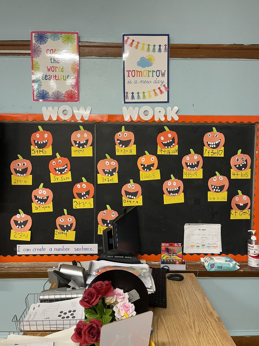 Our Pumpkin Patch 🎃 students created a number sentence according to how many teeth their pumpkins have!