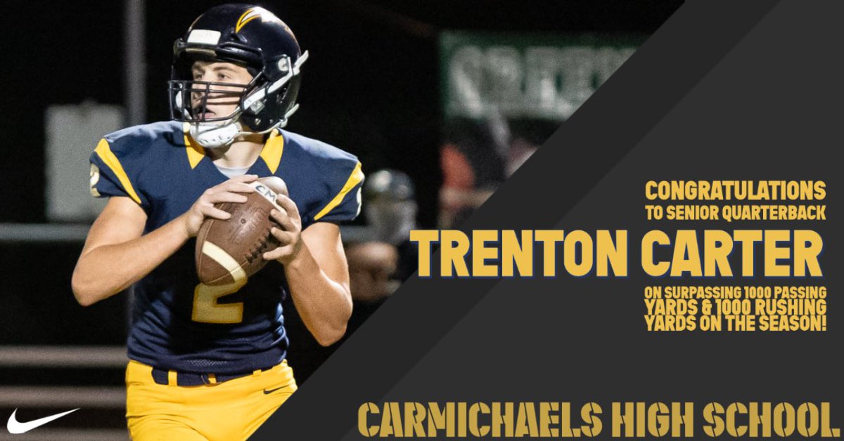 MikesFB_'s tweet image. Congratulation to our Quarterback Trenton Carter on becoming the 12th player in WPIAL history to pass for 1,000 yards and rush for 1,000 yards in the regular season.

Congratulations Trenton! The community and the coaching staff are very proud of you. 

@Trenton_Carter2