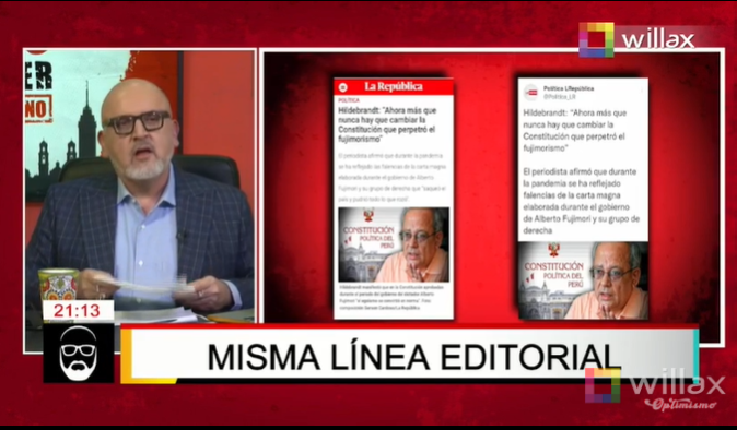willaxtv's tweet photo. #BetoASaber | Beto Ortiz: El chato Hildebrandt se volvió guaripolero de Pedro Castillo. 

En vivo https://t.co/4AJELMLOQ2 
ClaroTV: C12 
MovistarTV: C16 
DirecTV: C1191 
BestCable C8 https://t.co/AKw8TRcE45