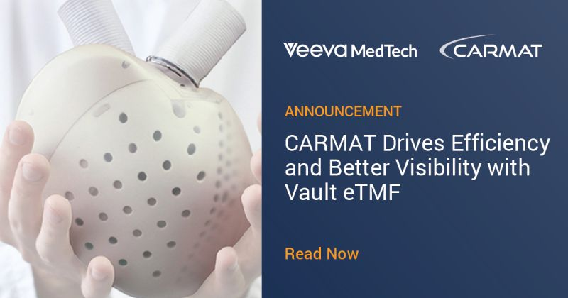 jyves94's tweet photo. 💓#CARMAT🇫🇷 choisit Veeva Vault eTMF pour rationaliser la documentation et les processus des essais cliniques.
👉#VeevaMedTech🇪🇸 permettra à la société de dispositifs médicaux de gagner en efficacité et d'améliorer la visibilité de ses essais cliniques.
https://t.co/E70DWHZf6t https://t.co/LwnosllvhO