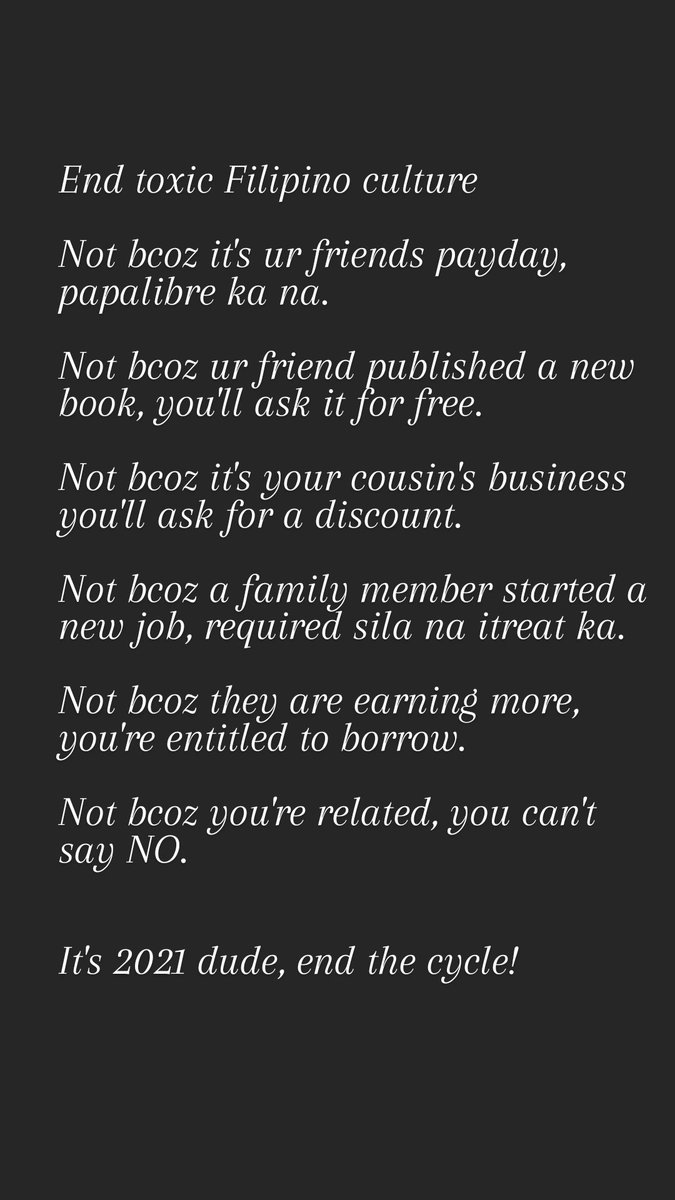 Be the cycle breaker! End these toxic Filipino culture.
