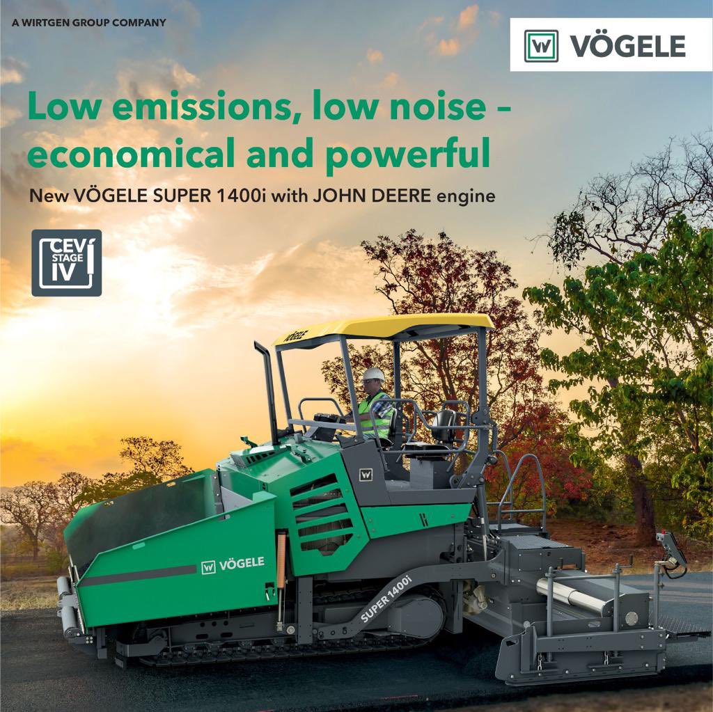 Wirtgen_India's tweet photo. Vögele Super 1400i - Powerful, Fuel efficient, CEV Stage IV paver with John Deere Engine
#Super1400i #AsphaltPavers #Paver #CEVstageIV #FuelEfficiency #OutstandingPerformance #Vögele #WirtgenIndia #WirtgenGroup #closetoourcustomers https://t.co/KPtXpiH3HX