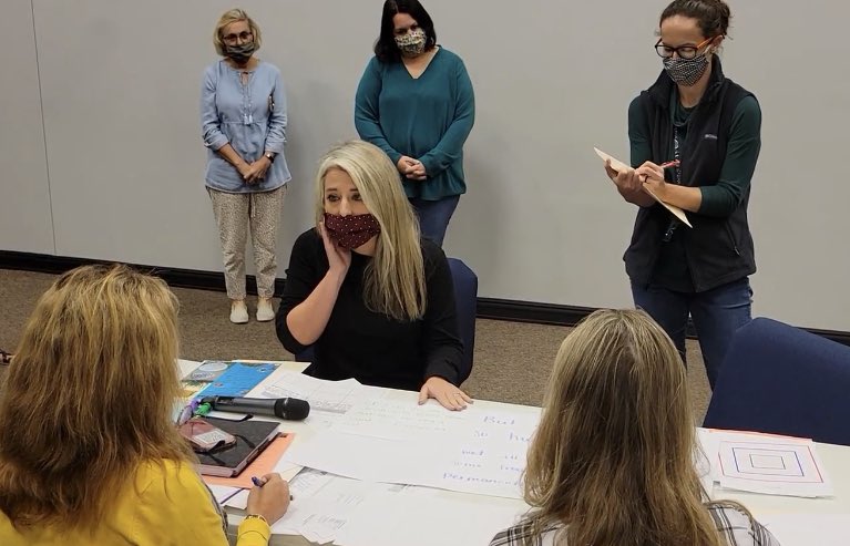 csbundy's tweet photo. Learning alongside our #HCS_ElemCoaches! We were ENGAGED in goal setting, planning, and executing role-play scenarios of micro-modeling! Quite humbling to watch coaches be vulnerable and model for their peers in the moment! So proud to be a learner of literacy with these people! https://t.co/qMAYbAf3pz