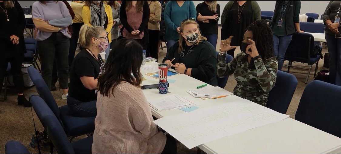 csbundy's tweet photo. Learning alongside our #HCS_ElemCoaches! We were ENGAGED in goal setting, planning, and executing role-play scenarios of micro-modeling! Quite humbling to watch coaches be vulnerable and model for their peers in the moment! So proud to be a learner of literacy with these people! https://t.co/qMAYbAf3pz