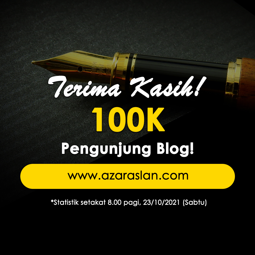 azeem_raslan's tweet photo. SEDIKIT DEMI SEDIKIT LAMA-LAMA JADI BUKIT
Alhamdulillah, hari ini, 23 Oktober 2021, blog saya telah mencecah 100K pageviews keseluruhan.
Terima kasih kepada semua yang menyokong dan mendoakan.
Boleh follow blog saya di sini ya: https://t.co/nDtaqWQONB
#azaraslan https://t.co/PykFUCxYf1