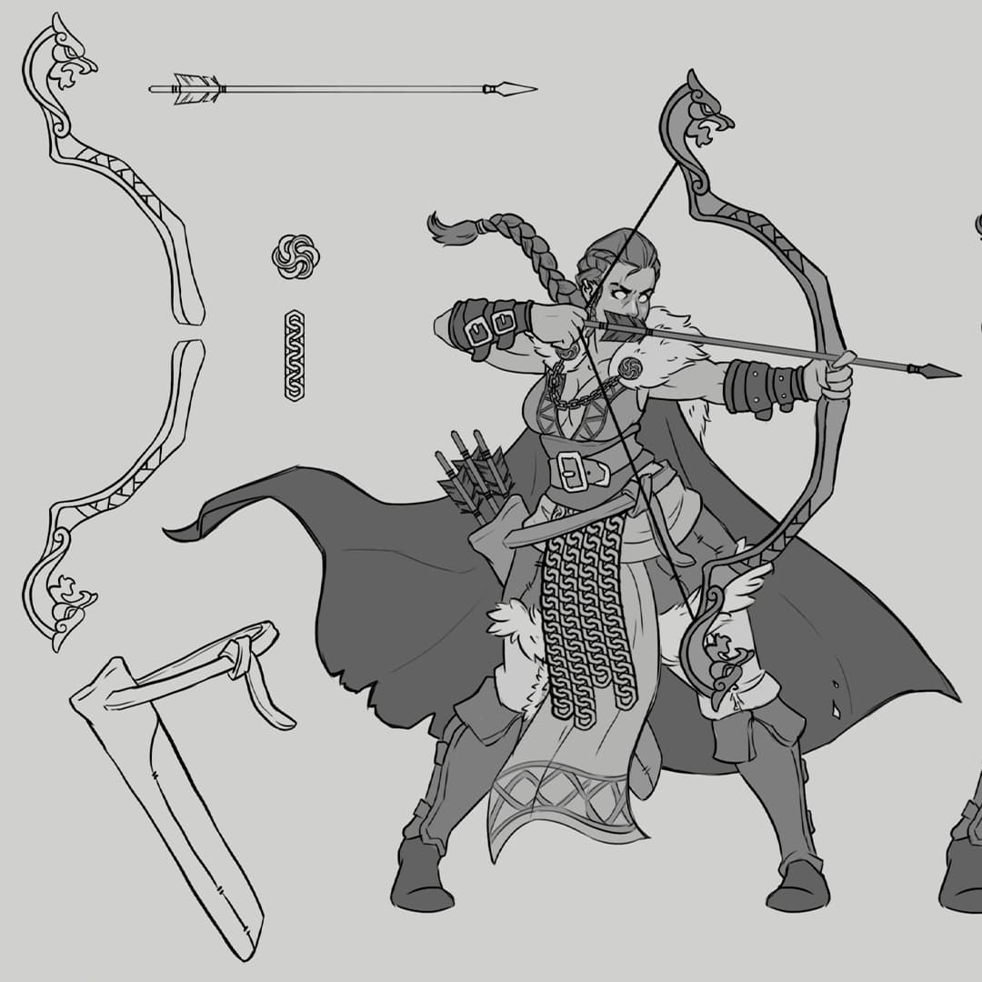 RojoVillegas69's tweet photo. An archer girl with viking vibes, designed for the Northern Barbarians Bloodfields faction, a colaboration of Cast n Play with Titan Forge. #viking #archer #bloodfields #barbarians #castnplay #titanforge #inktober #miniatures #miniature #conceptart #tabletopgames https://t.co/YbMT1gM4Gq