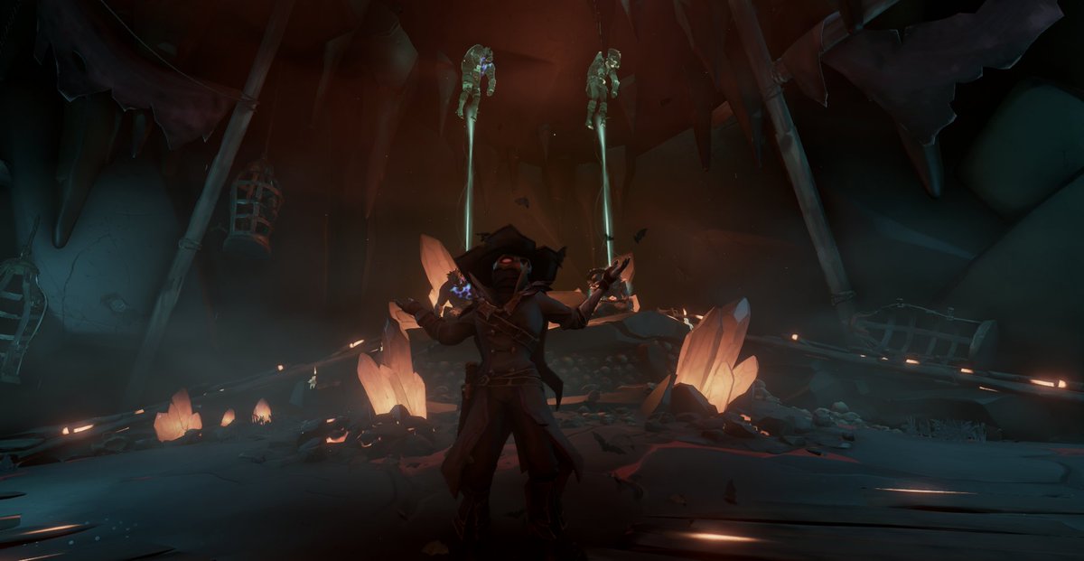 MicaLuz2's tweet photo. @SeaOfThieves #sotshot I summon the Bats to those who try to #Pirate my loot! These are my seas! You pay dearly, with your lives! #spookymonth #twitchstreamer #TwitchAffliate #bemorepirate #pinkpirate #streaming #streamer https://t.co/HmY2bAc090