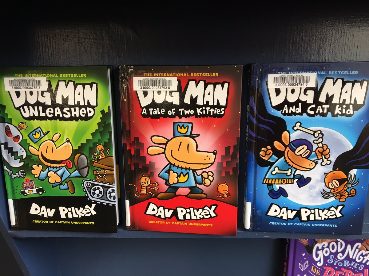 alibrarytech's tweet photo. The 7/8s @actondistrict were excited to see our newest books in the #adslibrary today! (Had to get a photo quickly before they were checked out!) #dogman #davpilkey #actonbearcats #nowa7to12school #loveourlibrary https://t.co/Hy3Su1necj