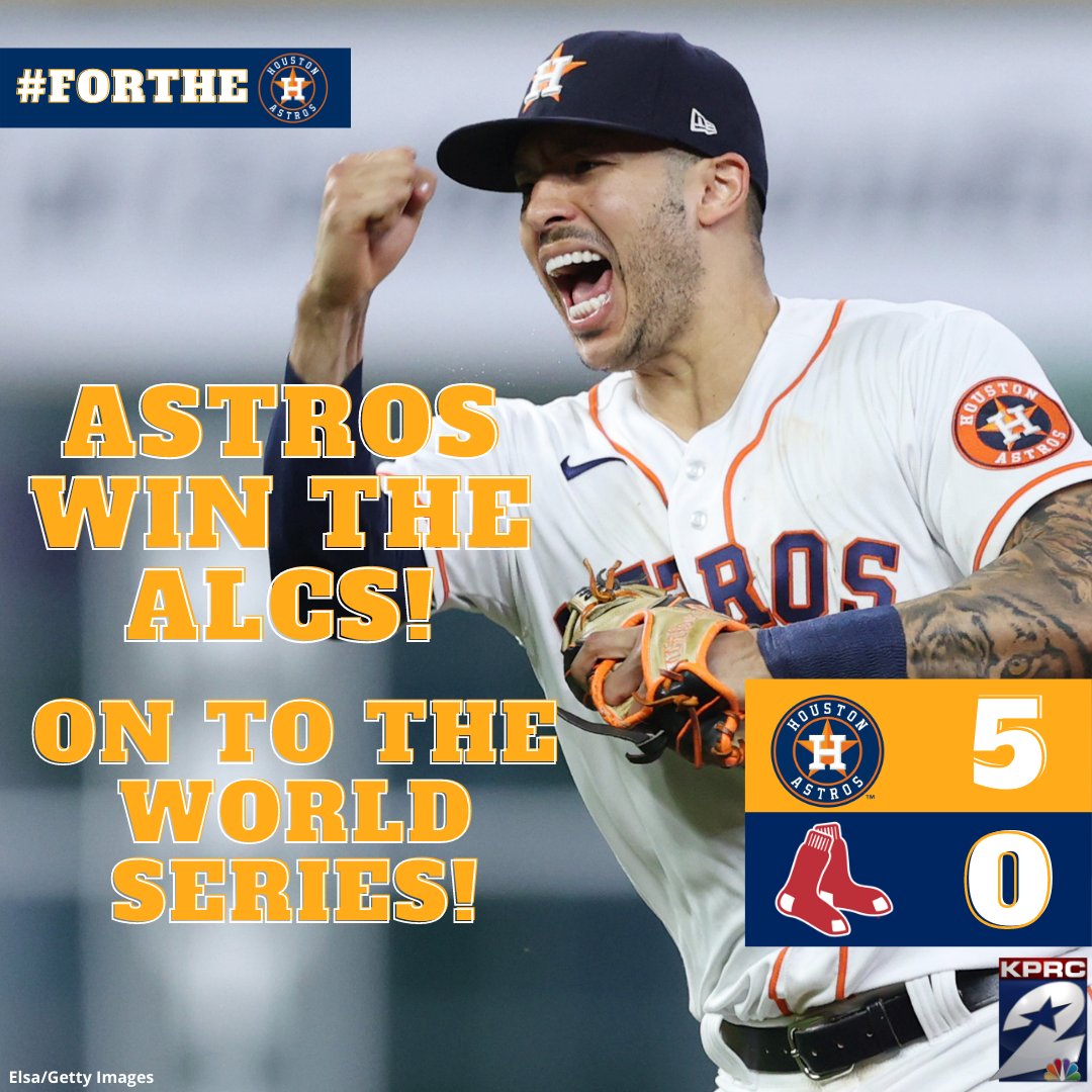 KPRC2's tweet photo. THE HOUSTON ASTROS ARE HEADED TO THE WORLD SERIES!! 🔥⚾🔥

Their 3rd World Series appearance in 5 years.

https://t.co/tN9GhbYj0a

LEGGOOOOOOOOOOOO

#FortheH #Astros https://t.co/prZIG3bt9g