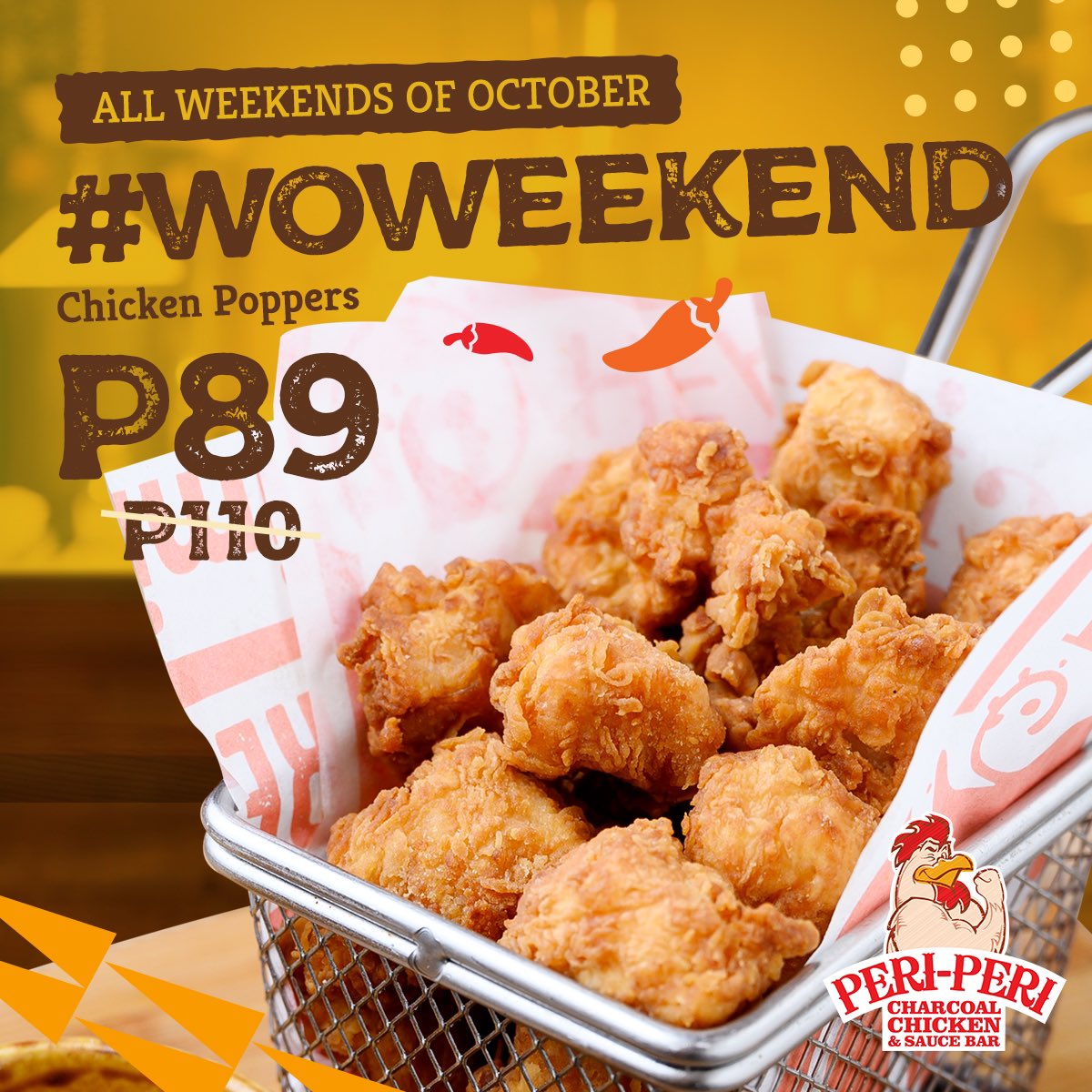pericharcoalph's tweet photo. Life is a series of perfect bites ๐
Regular #ChickenPoppers for only P89 with a min. purchase of P500 ๐
Available for dine-in, carry out and in-house delivery.
It's #OnTimeOrOnUs โฐ
๐ฑ DIAL 7374-7374 or 0917-7747374
๐ https://t.co/TVUhmHB00e
#PeriPeriCharcoalChicken ๐ https://t.co/YQ14yQp8Qi