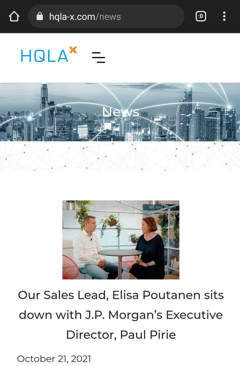 112HALIiiiiiiii's tweet image. セールスリードElisaPoutanen、 @jpmorgan のPaulPirie、#HQLAᵡ 分散型台帳テクノロジーの将来を話し合う #HQLAx $XDC #Xinfin
2022年第3四半期予定
ETH派生 @axoni Axoni. . . #HQLAᵡ #R3 Corda #XDC XinFin   ledgerinsights.com/dtccs-multi-tr… 
hqla-x.com/news