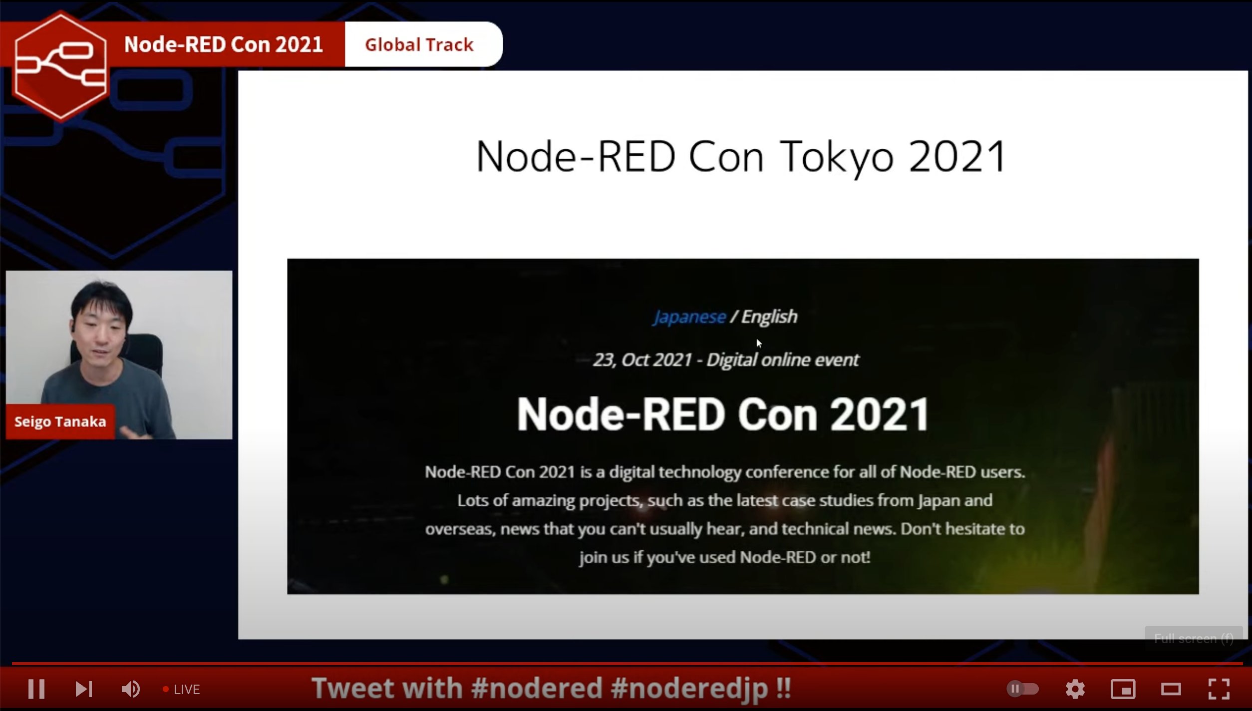 on "Node-RED Con 2021 kicking off right now @1ft_seabass. #nodered #noderedjp https://t.co/LoGRq85klx" /