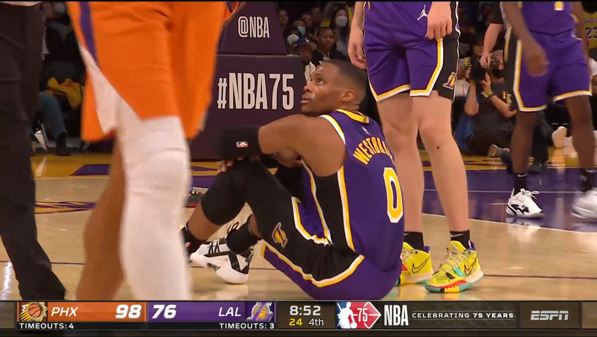 TheLeadSM's tweet photo. Teammates fighting each other 

Fans fighting Rondo 

Bron taking possessions off

Westbrook… well 

Hug a Lakers fan tonight, y’all. https://t.co/pFKvkp3kAI