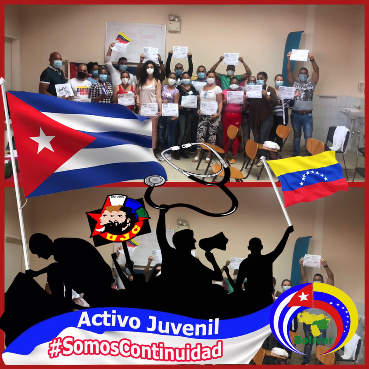 CubaVa_Bolivar2's tweet photo. La juventud de la misión médica cubana en el estado Bolívar a estado a la altura de de una juventud Martiana, Fidelista y revolucionaria de estos tiempos, activos juveniles desarrollados en el estado.
#SomosContinuidad 
@Cubacooperabol2 
@cubacooperaven 
@AnayansyPR https://t.co/HeUy5W9i99