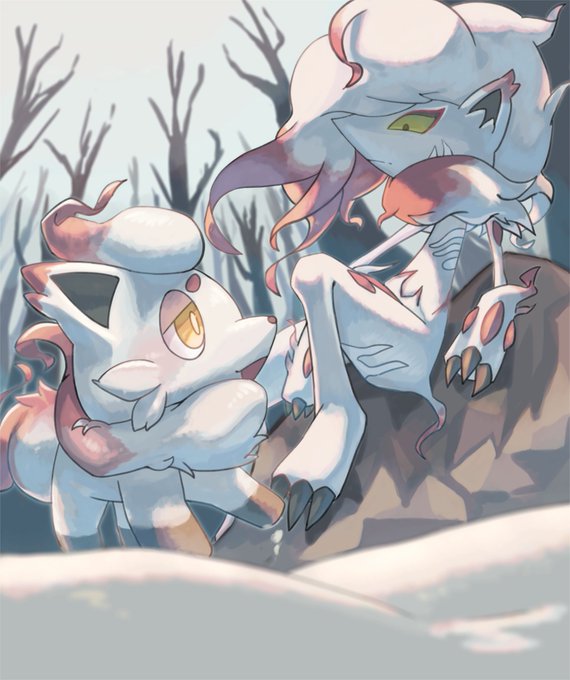 #ポケモンイラスト 
ヒスイゾロア、ゾロアーク
見た目がドストライクなので一緒に旅できる日が待ち遠しい…🥰 