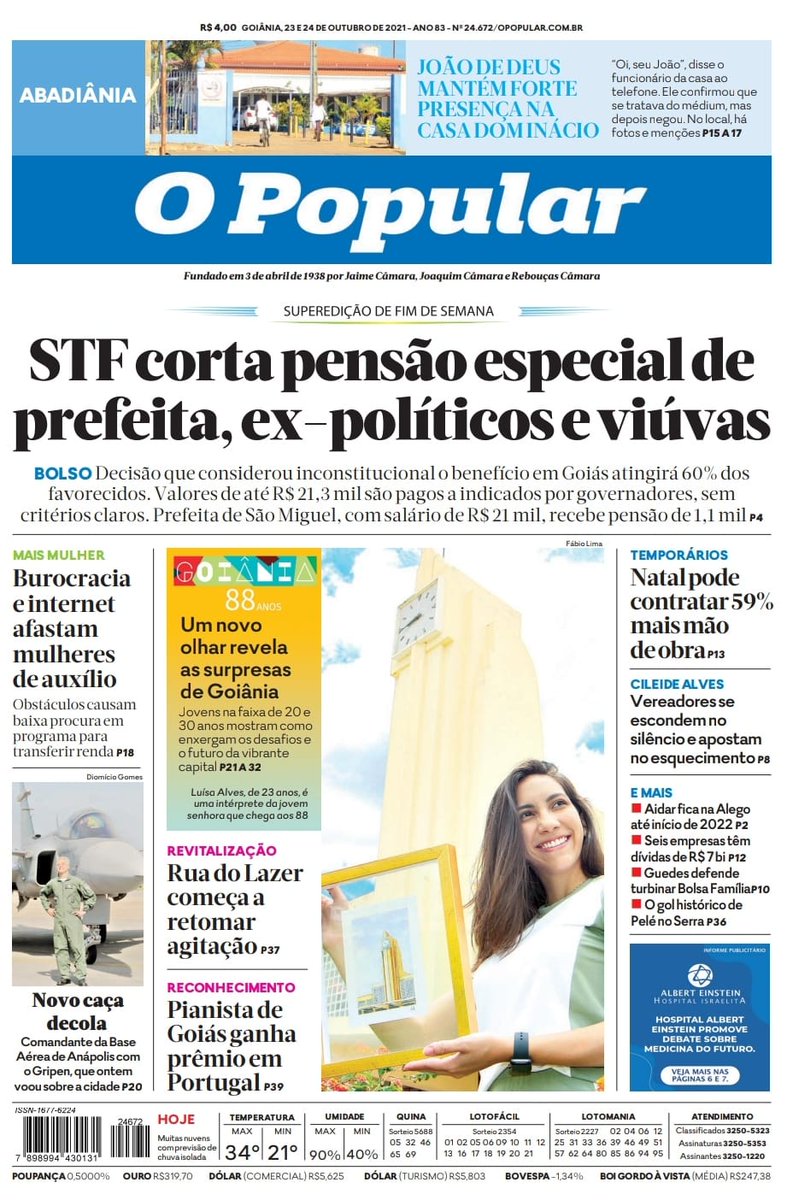 jornal_opopular's tweet photo. CAPA DE HOJE • Bom dia, leitor! Esta é a capa da nossa edição impressa deste sábado (23). 

Confira estas e outras notícias em https://t.co/OARB113Soy https://t.co/khMeSvkZWu