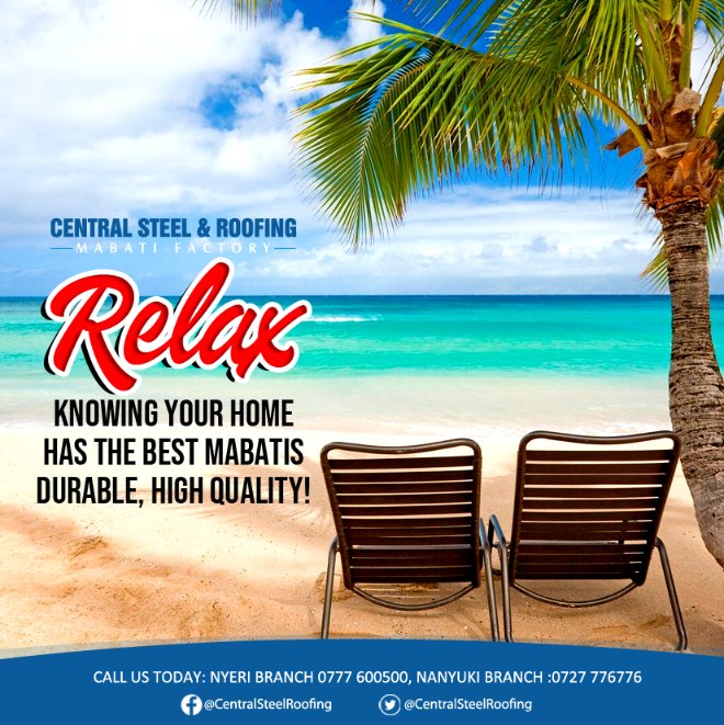 There is nothing as comforting as knowing that you made the best mabati decision. Your home will not only be nice to look at, but also secure with high quality durable mabati..
So relax and enjoy your weekend!!