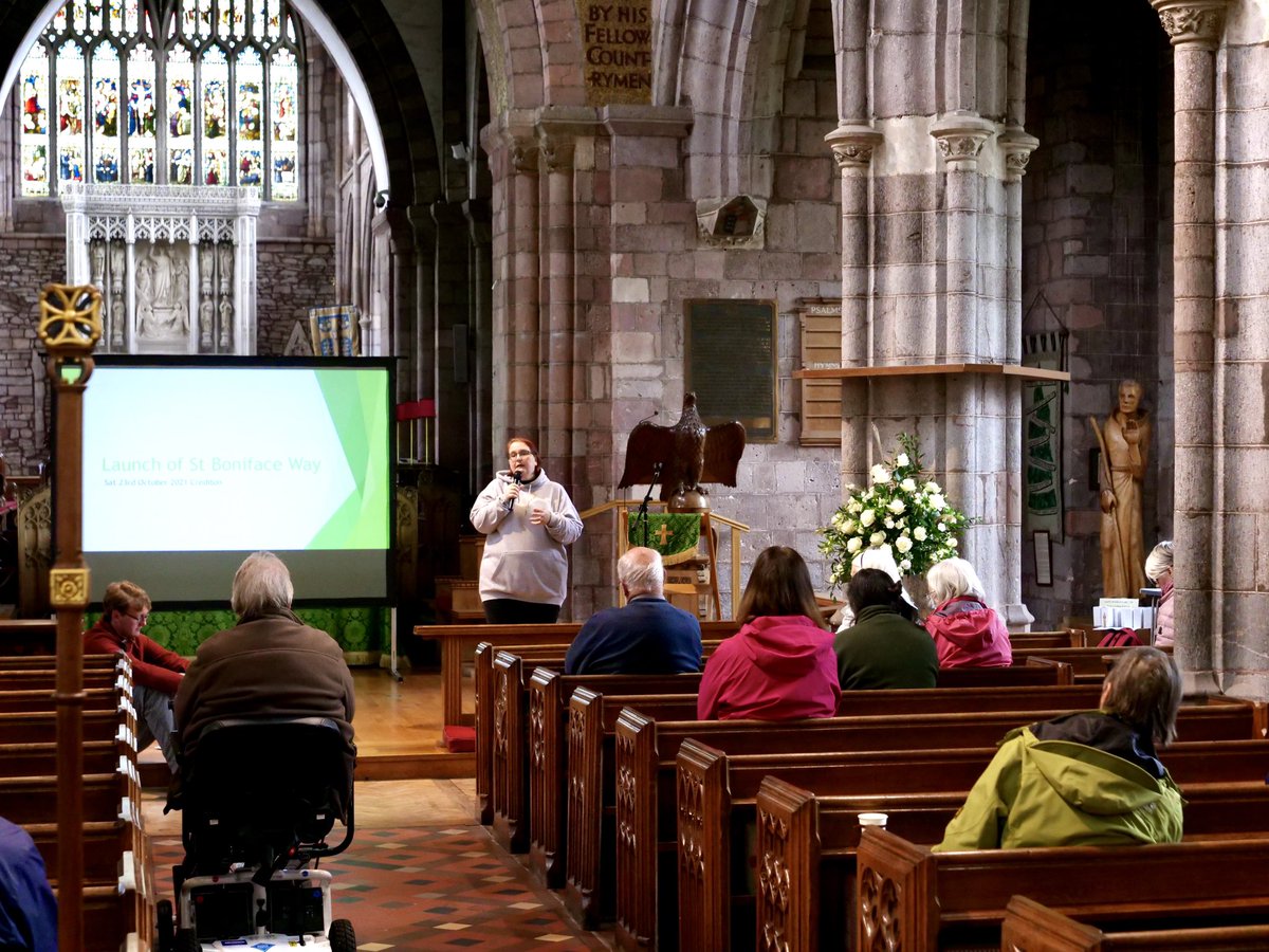 CofEDevon's tweet photo. Good morning from Crediton Parish Church as @PilgrimageDevon begin a day of events to launch their new pilgrimage route, St Boniface Way!
#pilgrimage #devonpilgrim https://t.co/tKWspxEIcp