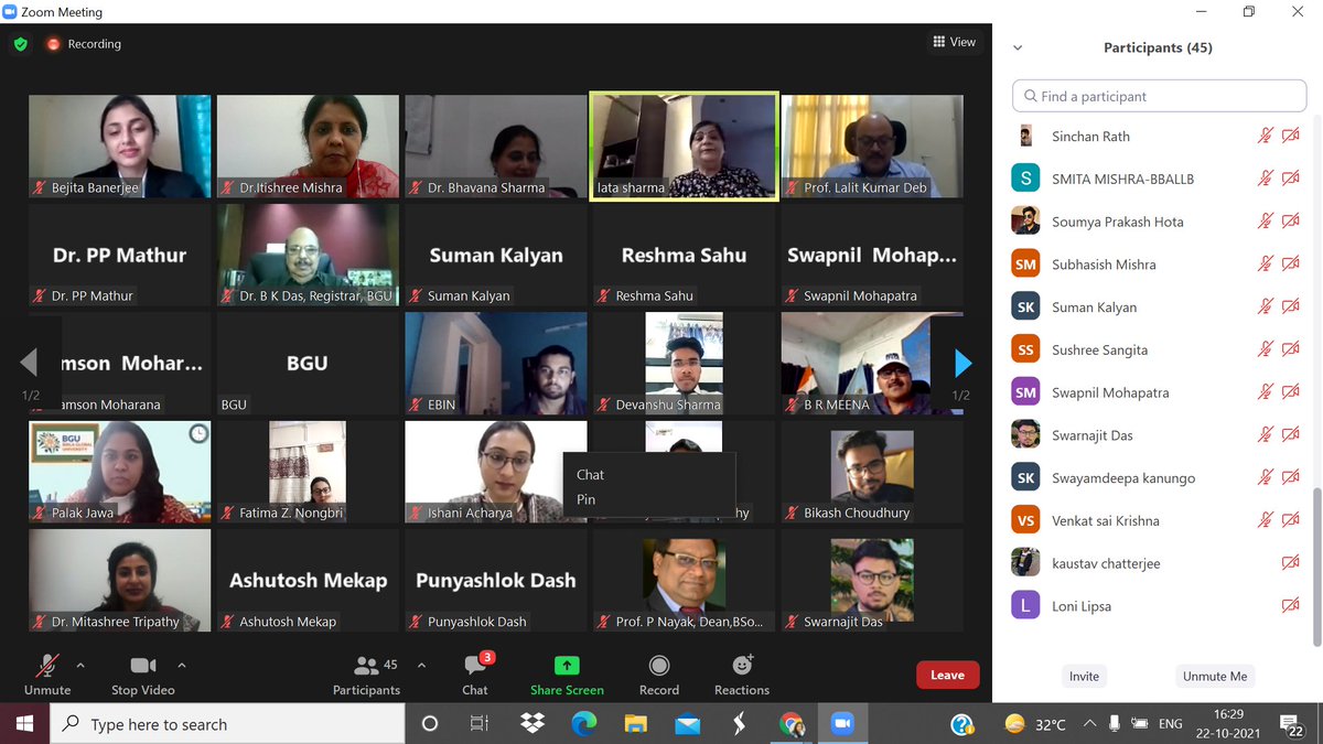 bgubbsr's tweet image. A web lecture on “Court and Court Procedure” was organized by Legal Aid Society, Birla School of Law, Birla Global University On 22.10.2021. Distinguished speaker of the session was Ms Lata Sharma, Solicitor at England &amp;amp; Wales &amp;amp; Advocate in Delhi High Court.
#BGU #WebLecture