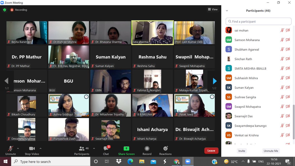 bgubbsr's tweet image. A web lecture on “Court and Court Procedure” was organized by Legal Aid Society, Birla School of Law, Birla Global University On 22.10.2021. Distinguished speaker of the session was Ms Lata Sharma, Solicitor at England &amp;amp; Wales &amp;amp; Advocate in Delhi High Court.
#BGU #WebLecture