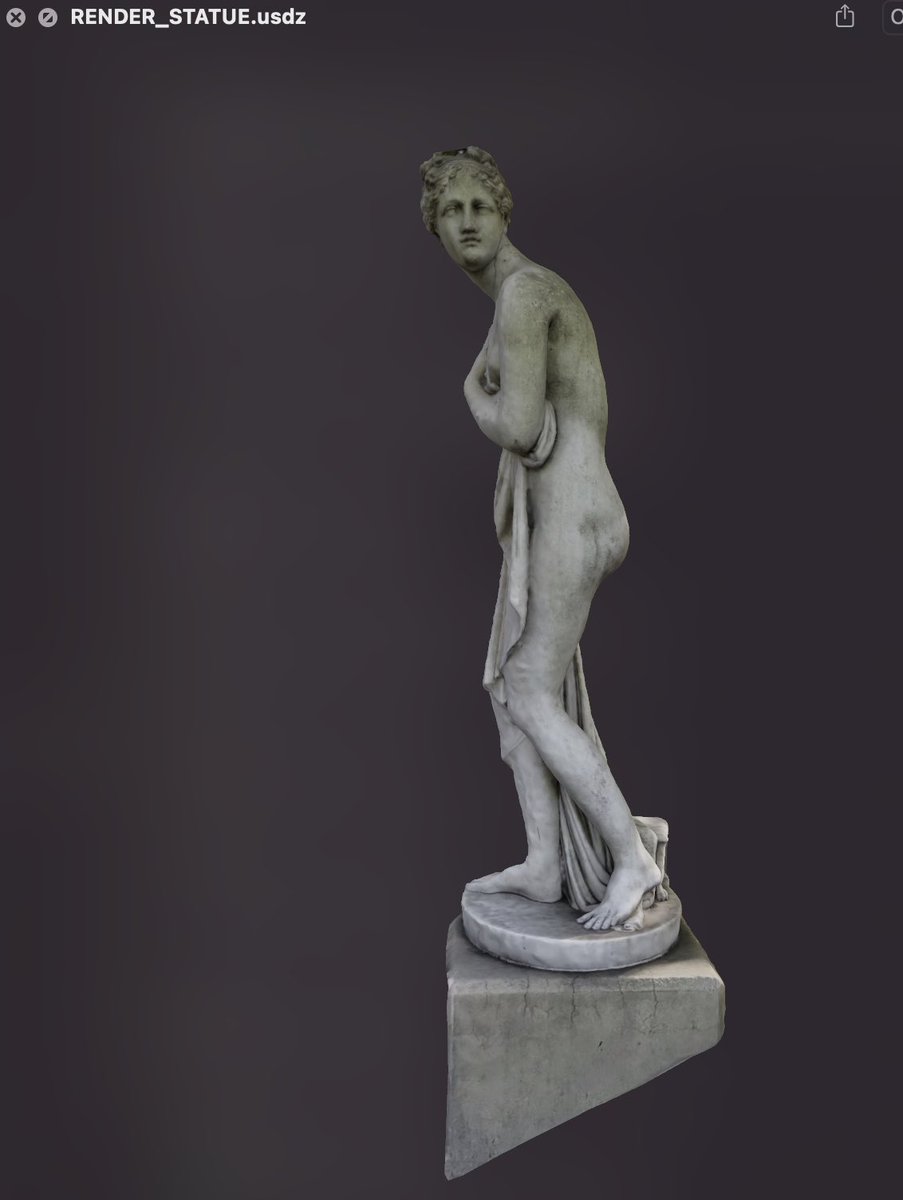 jimmygunawanapp's tweet photo. #iphone13pro Casually use 4K video (around 6 MP per frame) around this statue and here is the result using #ObjectCaptureAPI reconstruction. https://t.co/A4qzmWv47b