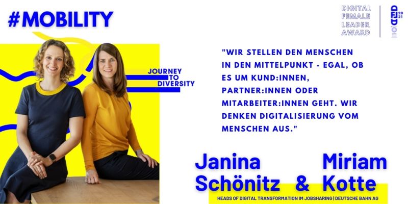 Digital Female Leader Award (@dfla_official) on Twitter photo In der Kategorie #Mobility präsentieren wir #Frauen, welche sich für die #Digitalisierung der #Mobilitätsbranche einsetzen. Wir haben Miriam Kotte und Janina Schönitz (<a href="/DB_Presse/">Deutsche Bahn AG</a>) zum Thema befragt. Hier geht’s zum Video: lnkd.in/dHu5XZKp #femaleempowerment #DFLA21 In der Kategorie #Mobility präsentieren wir #Frauen, welche sich für die #Digitalisierung der #Mobilitätsbranche einsetzen. Wir haben Miriam Kotte und Janina Schönitz (<a href="/DB_Presse/">Deutsche Bahn AG</a>) zum Thema befragt. Hier geht’s zum Video: lnkd.in/dHu5XZKp #femaleempowerment #DFLA21