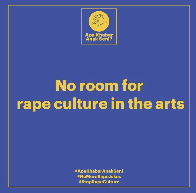 Tiada ruang untuk pemikiran kotor dan jahil ini di mana mana industri. Hentikan budaya jijik ini segera. Lindungi satu sama lain dari pemangsa yang tidak bertanggungjawab. Seni kita budaya kita. Protect the arts, protect its people. #StopRapeCulture