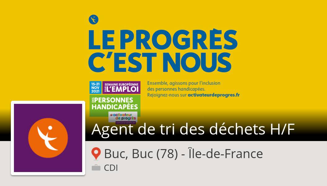 #Agent de tri des déchets H/F needed in #Buc, apply now at #Agefiph! #job workfor.us/agefiph/gs74