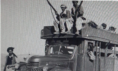 RadioChinar's tweet photo. The tribals, trained on the rugged hills of the northwest,  didn't leave their lorries behind, being afraid that they would not be able to transport back the loot
#BlackDayForKashmir 
#PakButchersofKashmir
#SavioursofKashmir47
#BudgamLanding 
@RareHistorical 
@IndiaHistorypic https://t.co/I3yhXNJbcv