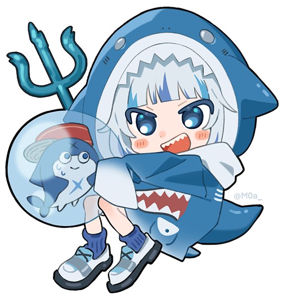 がうるぐら 「🦈💙🤍 #gawrt  #gawrgura 」|もあちょすのイラスト
