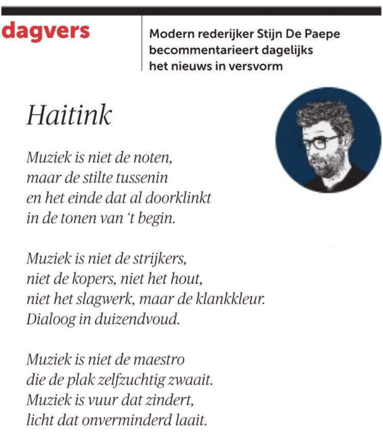 In memoriam Bernard #Haitink 
🎼
<a href="/demorgen/">De Morgen</a>: