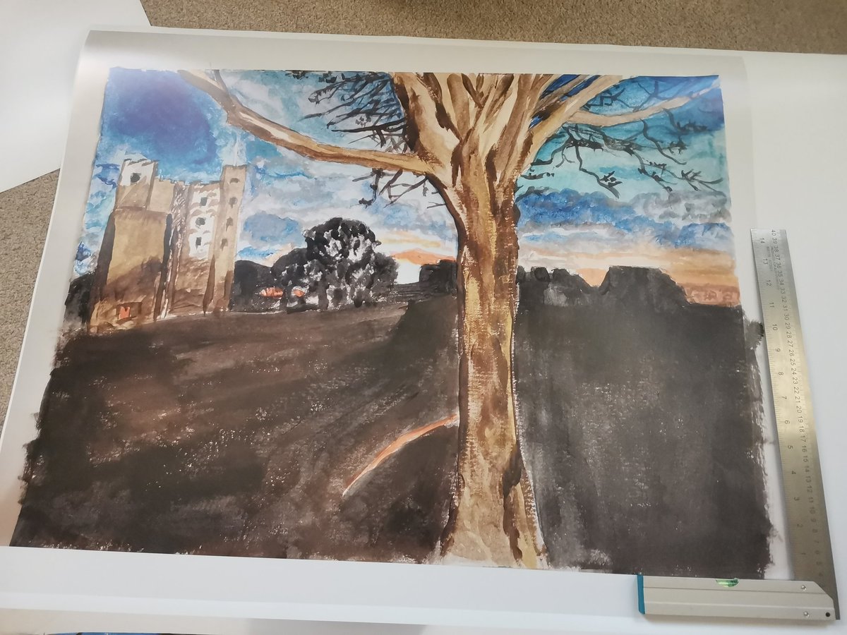 DWiltonArt's tweet photo. This #artworkprint is bigger than A1. It's an #acrylicpainting I did some time ago of @RochesterCastle in #Kent will mount and frame it now. https://t.co/r2csG9L5rm