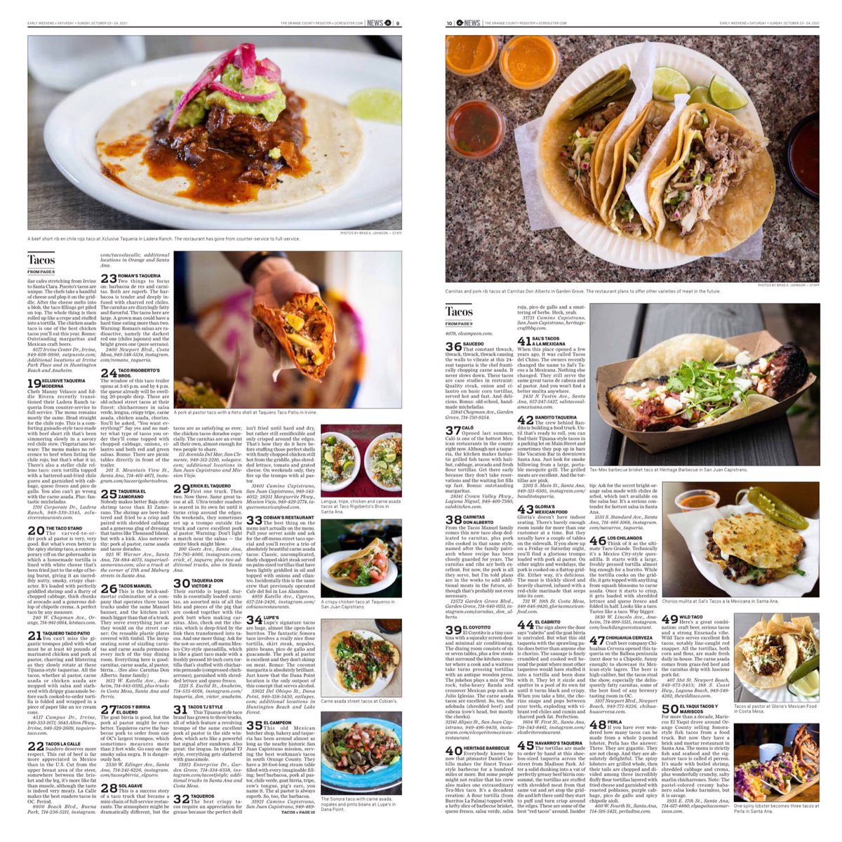 We take tacos seriously at the <a href="/ocregister/">O.C. Register</a>. Here’s an advance look at our extensive print presentation for the 50 Best Places to Eat Tacos in Orange County by our <a href="/bradajohnson/">Brad A Johnson</a>.

FYI: Brad’s definitive guide is online now. ocregister.com/2021/10/22/the…