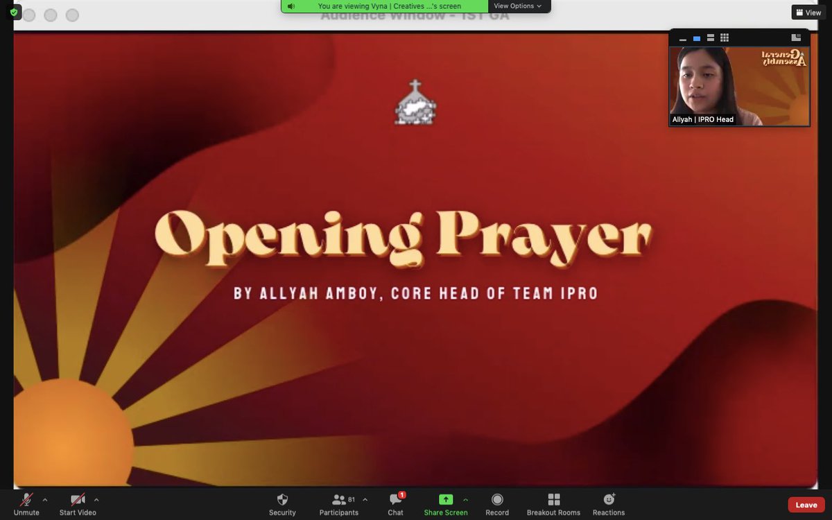 domnetustshs's tweet photo. Happening now: To officially start the event, Ms. Allyah Amboy, DOMNET’s IPRO Head, leads the opening prayer.

#SINAG2021
#DYGeneralAssembly1
#SaDOMNET https://t.co/ryaMXlzQOx
