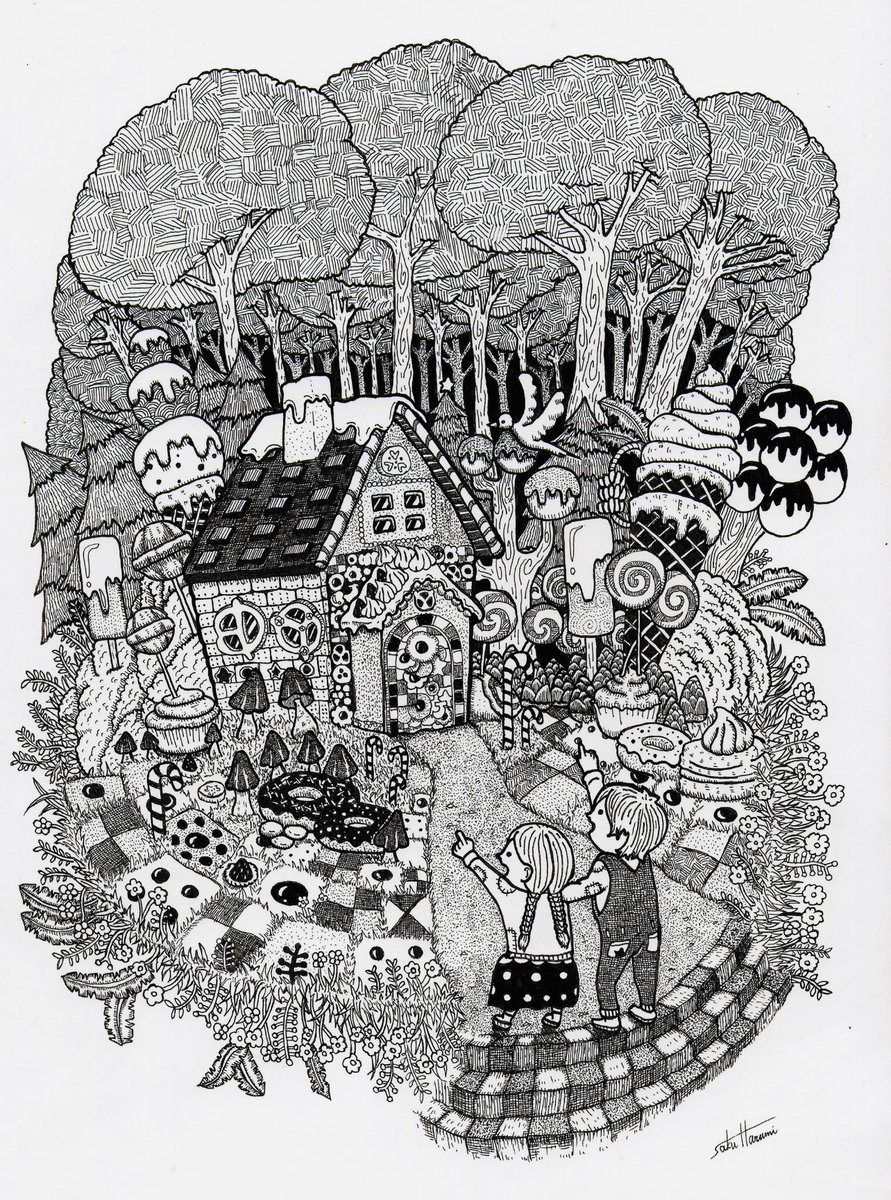 グリム童話 ヘンゼルとグレーテル ペン画 イラスト Illustrationpic Twitter Com R8f07iqknj 晴海 咲久 Saku Harumi