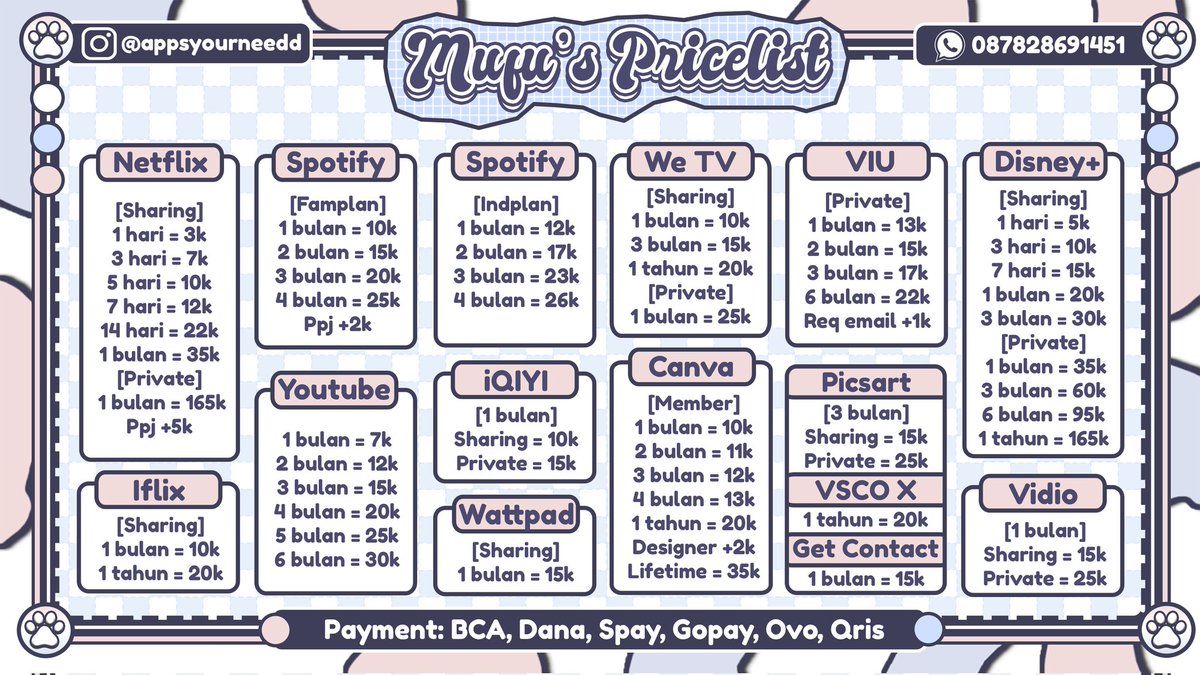 sparkleeid's tweet photo. @lariesmanis Aku jual netflix 1 bulan sharing 35k 1 profil 1 orang akun ready tinggal kirim💫

✅ Legal dan bergaransi
✅ Trusted
✅ Fast respond &amp; fast process
✅ Anti on hold

💳 BCA, DANA, OVO, SPAY, GOPAY, QRIS

Order bisa langsung wa aja https://t.co/CfZEFAxEZ5 ya🌈✨ https://t.co/2tbpRBUJyh