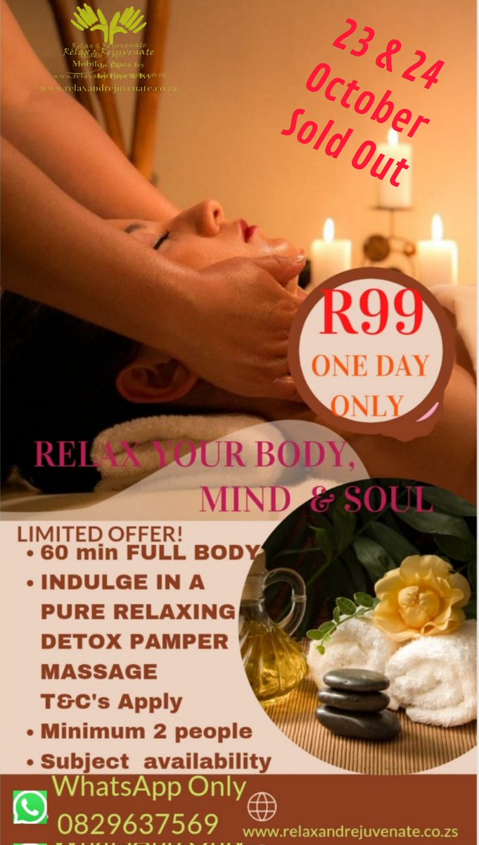 RandRmobileSpa's tweet photo. Wish to thank each &amp; everyone who support our just cause.
Our goal is to continue,by providing permanent jobs opportunity for our #massagetherapist .
#justcause #bethechange #volenteer #pamper #massage #spoilyourself #relaxandrejuvenatemobilespa #caperown #SPA https://t.co/y0eb0EtPxX
