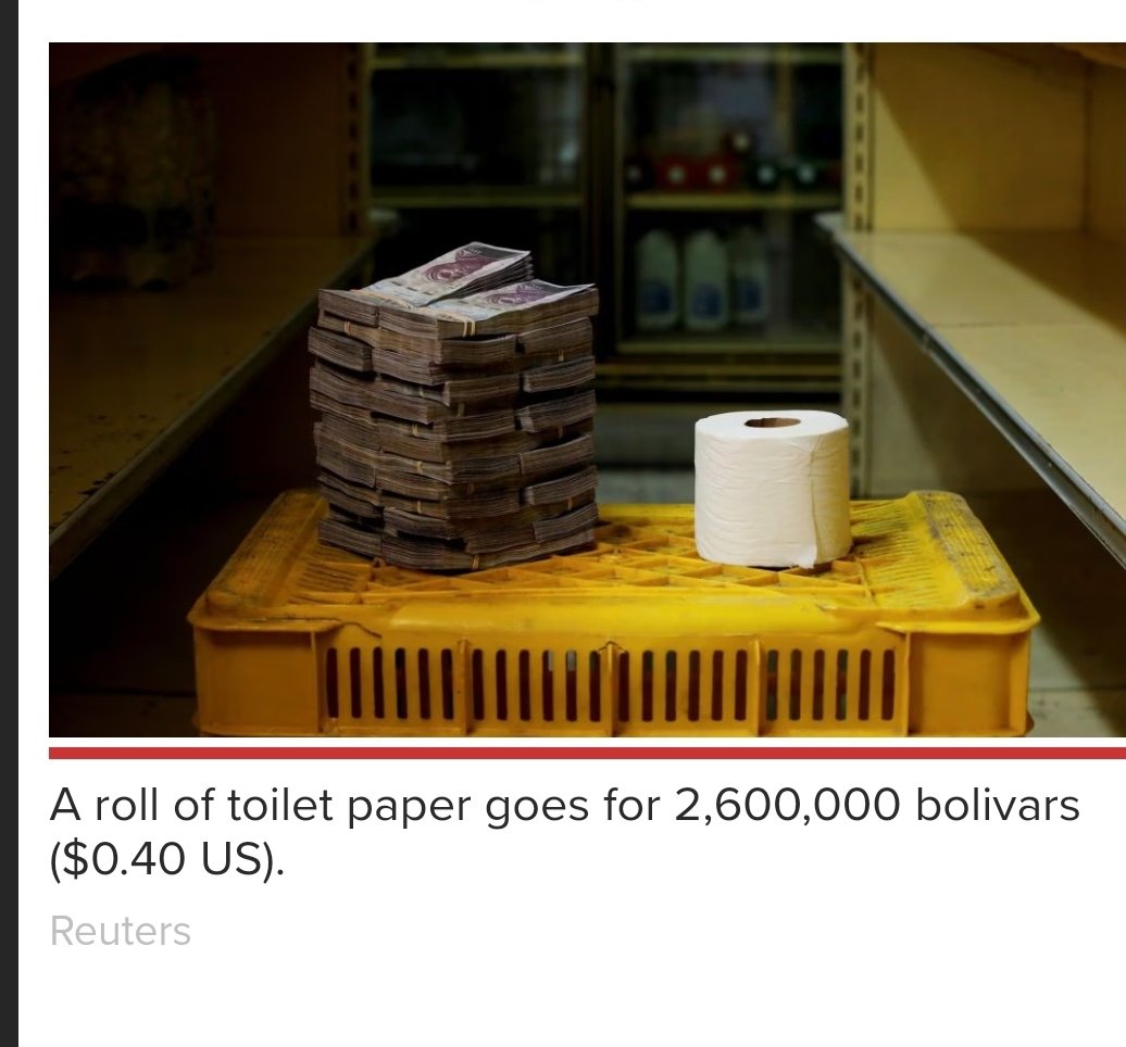elbademantelamb's tweet photo. Venezuela 2018: altes Bild, aktuelles Problem. #Hyperinflation
Es hätte damals schon mehr Sinn gemacht, den venez.Bolivar als Toilettenpapier zu verwenden, als tatsächlich welches zu kaufen.
#StudierenSieBitcoin
#ArgentariusvomGelde
#Argentarius
#Bitcoin fixes this https://t.co/ASBoebLzmO