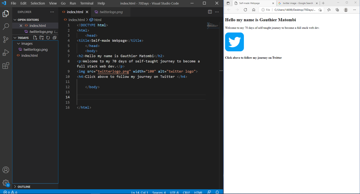 Ruler_of_Army's tweet photo. Day 1.
Self-taught journey to become a Full Stack Wed Developer
-BASIC structures of HTML.
-Created my very first webpage
-Word Wrap
-How to insert external images
#Selftaught #webdeveloper #blackwebdev #html #BlackTechTwitter #codingisfun #engineers
What do y'all think? https://t.co/WOFQYc7IXr
