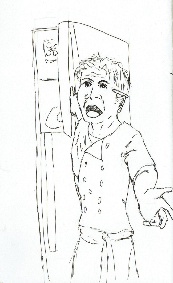 Sketch 10/22 - Gordon Ramsay yelling at someone leaving the freezer open.
#inktober2021 https://t.co/4mOF1kNu3Z
