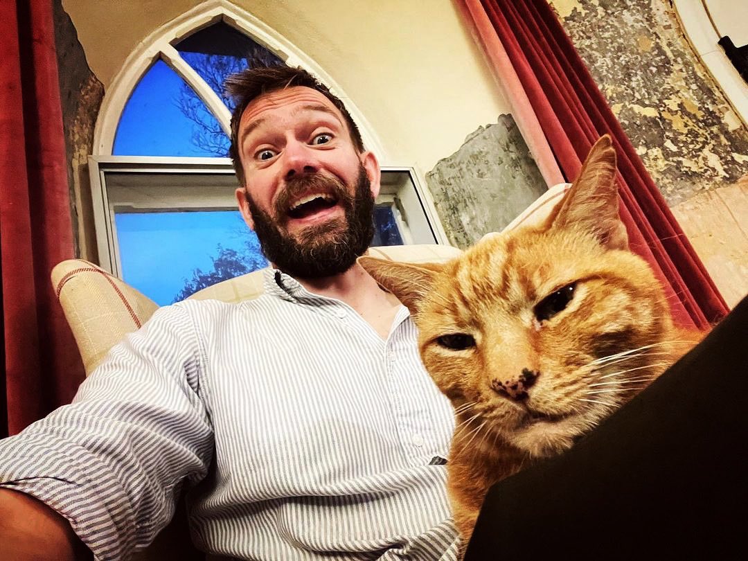 #Caturday
with Tom Cat &amp; hooman Jack Turner @jackalexturner New Member in Hitchin, Herts.
Tom:"Thank goodness my hooman hasn't sat in MY chair! All chairs are mine, caturally, but this is my favourite as it's the happiest."
Jack:"The beard community is full of brilliant people!"
