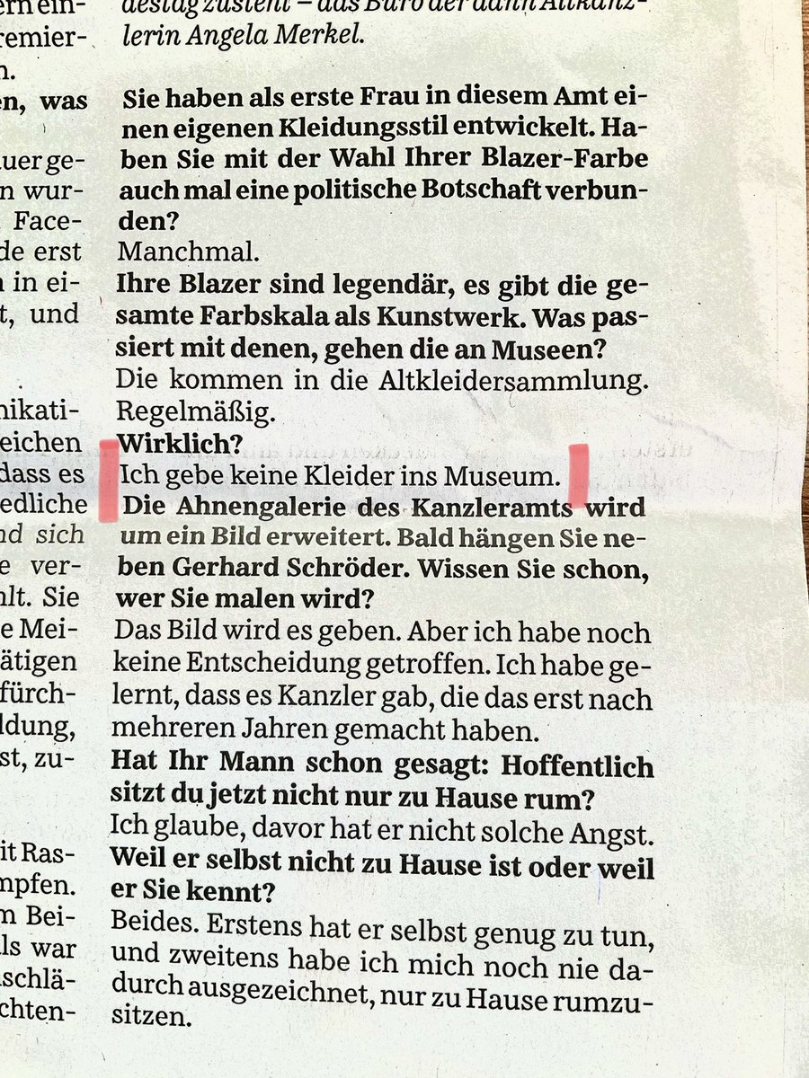 CerstinGammelin's tweet photo. Mein Lieblingssatz aus der Rubrik „Vermischtes“ im großen #Merkel #Abschiedsinterview - @SZ #longread (€) https://t.co/QwHtFp9vz4