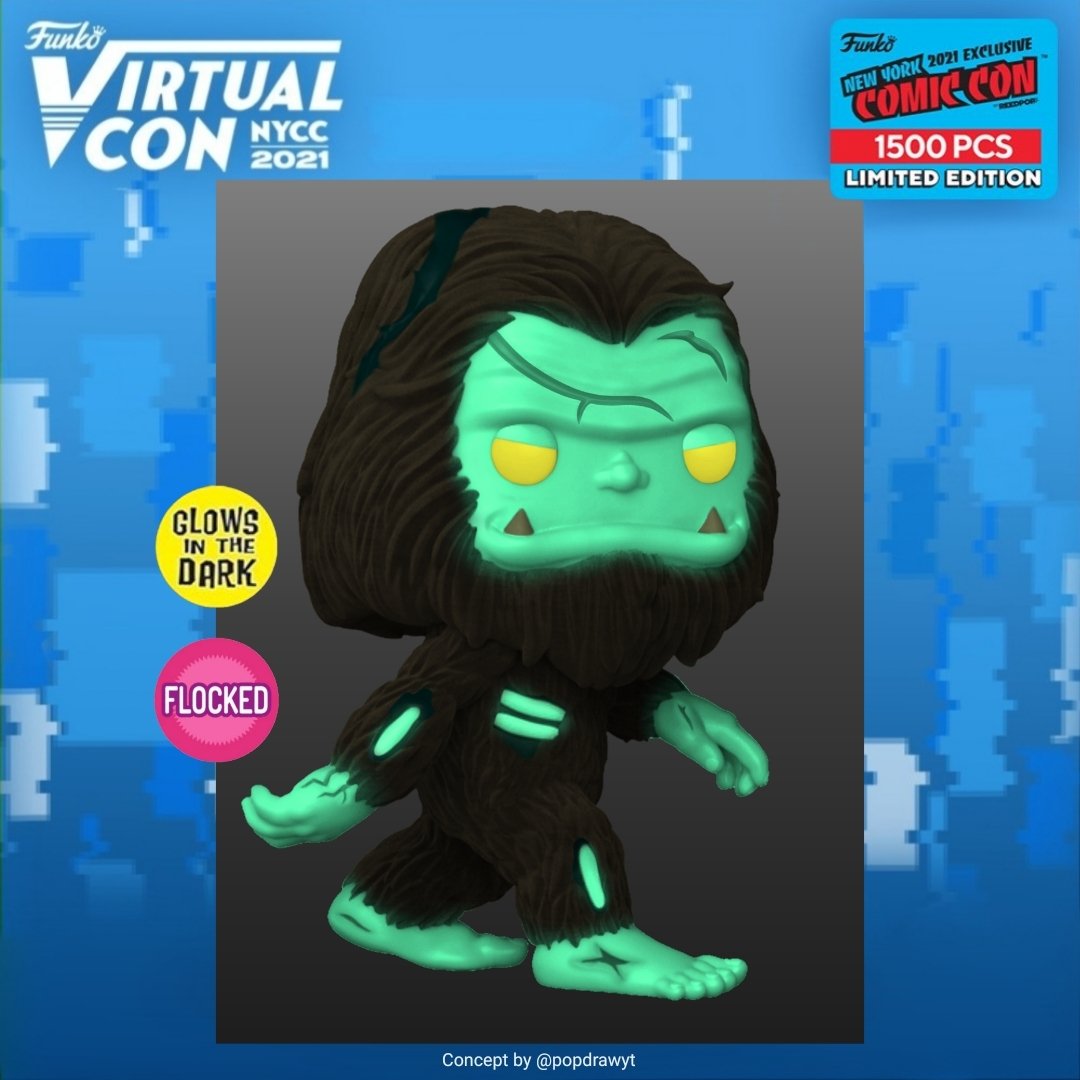 popdrawYT's tweet photo. 2021 NYCC Exclusive Concept Reveals: Zombie Bigfoot (Glow) (Flocked) #Bigfoot #Myths #PopMyths #NYCC #FunkoNYCC #FunkoVirtualCon #Funko #FunkoPop @OriginalFunko https://t.co/4lglNh1Khd