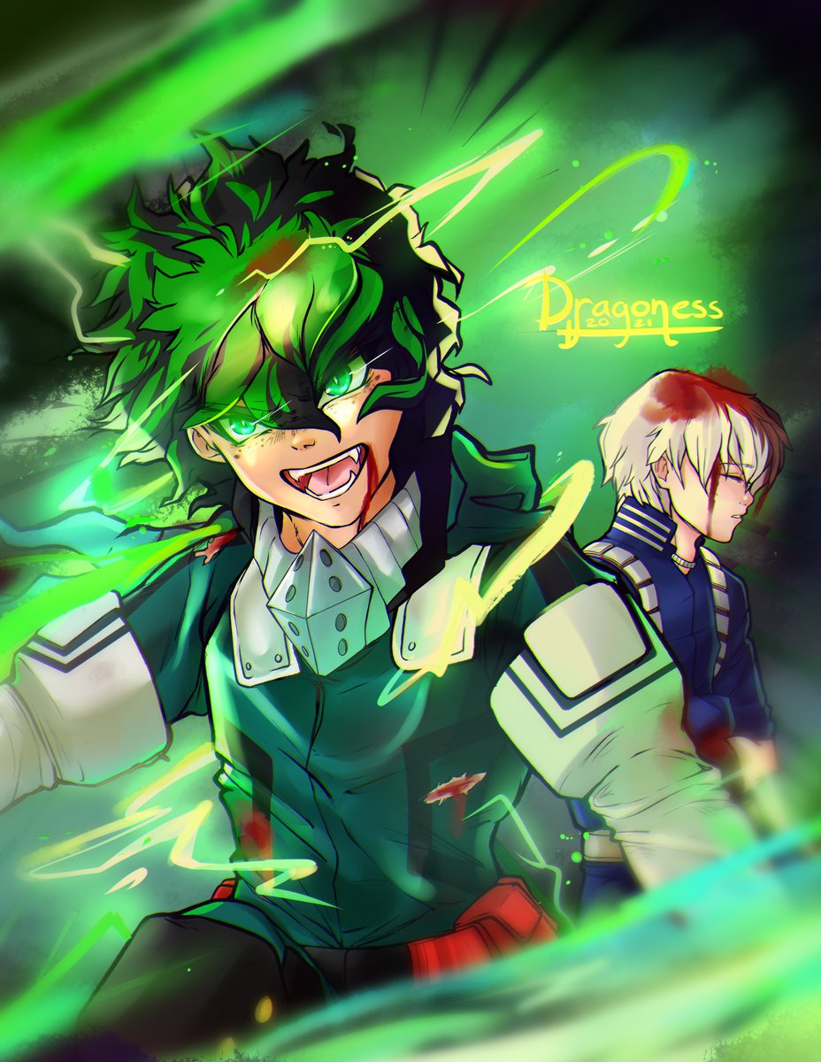 lewsoap's tweet photo. This is wayyy later than I meant it to be, but since I finally got my tablet cord, here's a lil something for @Danks_Hound in the spirit of the #MHAGifting / #MHAPositivity event :) They wanted feral/berserk Izuku and I got a little impassioned havdgadvad (hope the tddk is ok) https://t.co/iDb4aQRgiZ