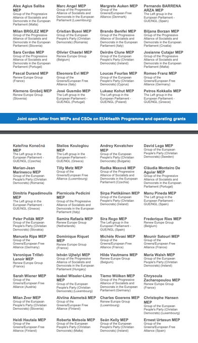 PaulJBelcher's tweet photo. The list grows: More MEPs say the pandemic is not the time for @EU_Health to cut NGO core funding @SKyriakidesEU @SandraGallina
At risk: @EPHA_EU @AlzheimerEurope @eupatientsforum @eurordis plus many more
#BringBackOperatingGrants
#SaveEUHealthNGOs https://t.co/kwKgHva6Hh