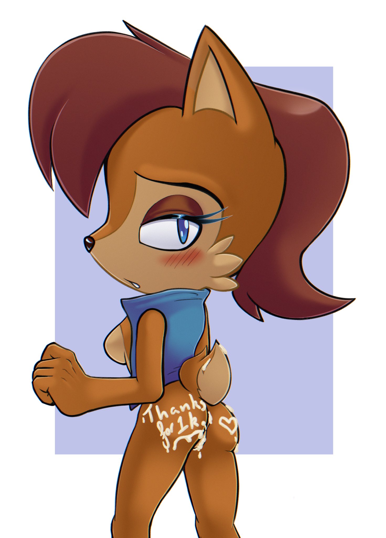 “Thanks for 1k 💗 I said I’d draw sally acorn eventually right?” 